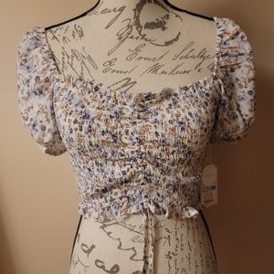 NWT Blashe Ruched Short Sleeve String Top size M